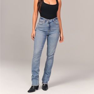 NWT Abercrombie 90’s Slim Straight Jeans Criss-cross Waist Curve Love